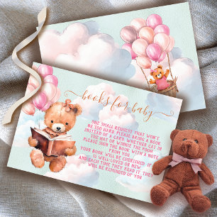 Invitation Teddy Bear Girl Balloon Books for Baby card