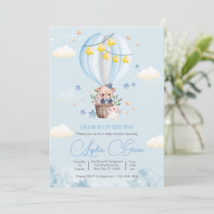 Invitation Teddy Bear Hot Air Balloon Bear Baby shower Garçon