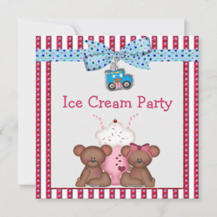 Invitation Teddy Bear Ice Cream Party