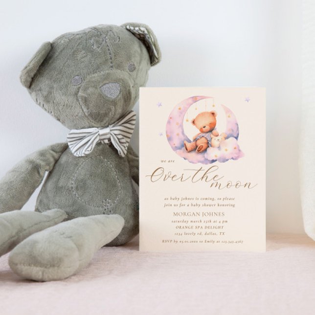 Invitation Teddy Bear Lune sur le Baby shower de la Lune (Créateur téléchargé)