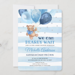Invitation Teddy Bear Nous Pouvons Attendre Baby shower