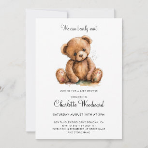 Invitation Teddy Bear Nous Pouvons Attendre Baby shower