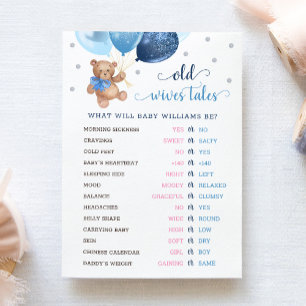 Invitation Teddy Bear Old Wives Tales Gender Reveal Baby Card