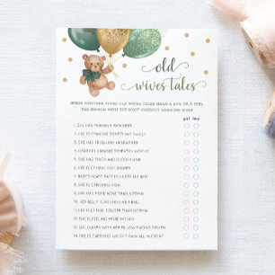 Invitation Teddy Bear Old Wives Tales Gender Reveal Baby Card