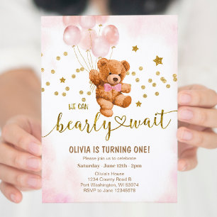 Invitation Teddy Bear On Peut Attendre Douce Anniversaire