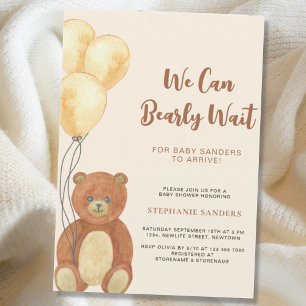 Invitation Teddy Bear On Peut Attendre Le Baby shower De Ball