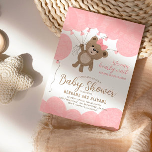 Invitation Teddy Bear On Peut Attendre Un Baby shower De Fill