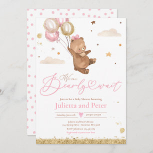 Invitation Teddy Bear On Peut Attendre Un Baby shower Garçon