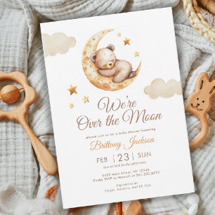 Invitation Teddy Bear Over the Moon Baby shower