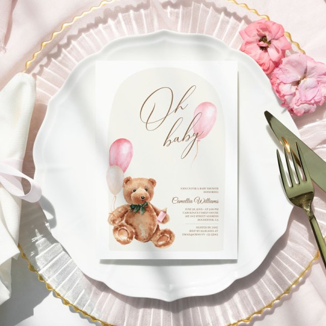 Invitation Teddy Bear Pink Nous Pouvons Bearly Wait Baby show (Créateur téléchargé)