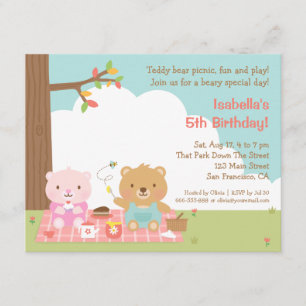 Invitation Teddy Bear Pique-nique Anniversaire de enfant Invi