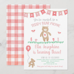 Invitation Teddy Bear Pique-nique Anniversaire Fête Invitatio