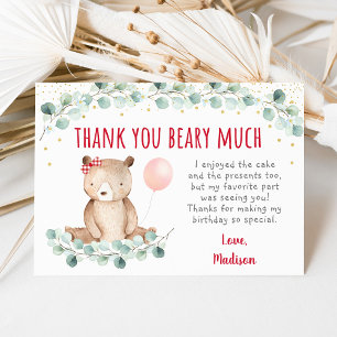 Invitation Teddy Bear Pique-nique Floral Anniversaire Merci