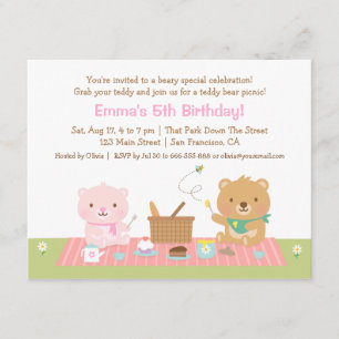 Invitation Teddy Bear Pique-nique Tea Party Anniversaire Invi
