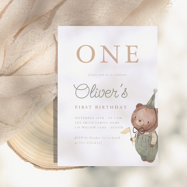 Invitation Teddy Bear Première fête d'anniversaire (Créateur téléchargé)