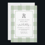 Invitation Teddy Bear Sage En vichy 1er anniversaire Invitati<br><div class="desc">Célébrez le premier anniversaire de votre fils avec cette invitation classique en vichy baby shower garçon. Le design est en vichy et intemporel et un ours en peluche dessiné à la main. L'en-tête de script "premier anniversaire" est une image qui ne peut pas être modifiée. L'image de titre peut être...</div>