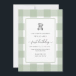 Invitation Teddy Bear Sage En vichy 1er anniversaire Invitati<br><div class="desc">Célébrez le premier anniversaire de votre fils avec cette invitation classique en vichy baby shower garçon. Le design est en vichy et intemporel et un ours en peluche dessiné à la main. L'en-tête de script "premier anniversaire" est une image qui ne peut pas être modifiée. L'image de titre peut être...</div>