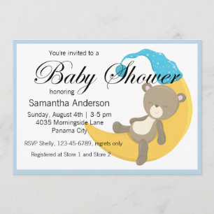 Invitation Teddy Bear sur le Baby shower Crescent Moon