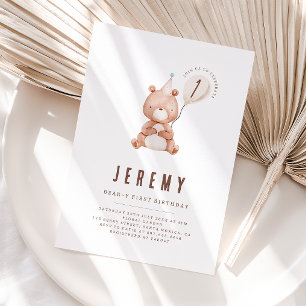 Invitation Teddy Bear Thème Neutre 1er anniversaire fête