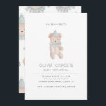 Invitation Teddy Bear Thème Premier Anniversaire<br><div class="desc">Nous pouvons le croire à l'oeil nu ! Votre petit en tourne un,  amusez-vous avec cette adorable invitation de premier anniversaire rustique vintage aquarelle. Parfait pour les petits garçons ou les filles,  et entièrement personnalisable.</div>