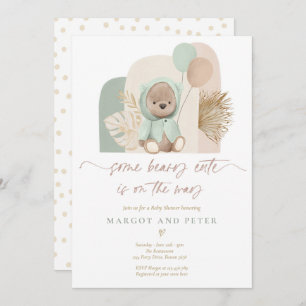 Invitation Teddy Bear Un Baby shower Boho De Beary Cute