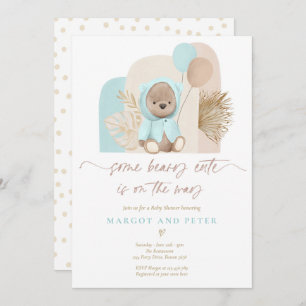 Invitation Teddy Bear Un Baby shower Boho De Beary Cute 