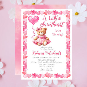 Invitation Teddy Bear Un Petit Baby shower Fille Amoureuse