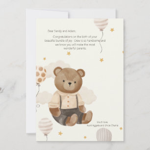 Invitation Teddy Bear Welcome Baby Card