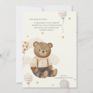 Invitation Teddy Bear Welcome Baby Card