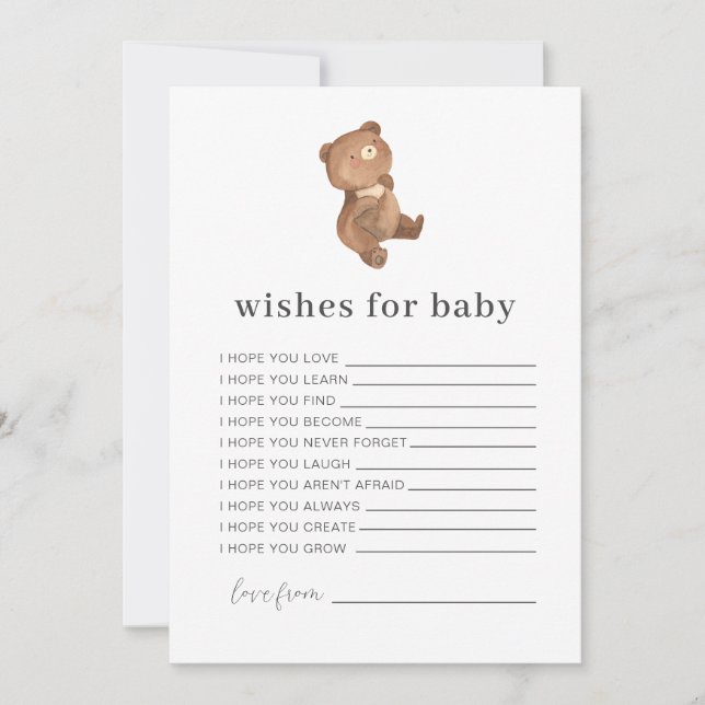 Invitation Teddy Bear Wives for Baby Card