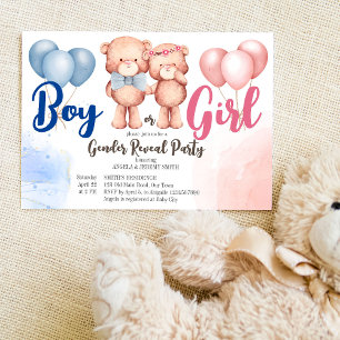 Invitation Teddy ours garçon ou fille sexe révéler baby showe