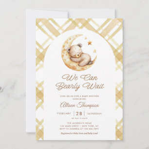 Invitation Teddy Ours Jaune Lune Baby shower neutre selon le 