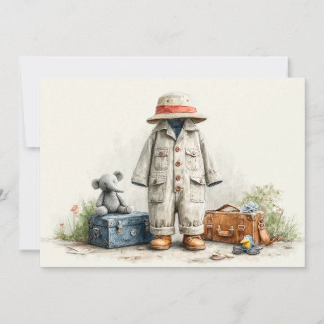 Invitation Teddy Safari Explorer - 1er anniversaire (Devant)