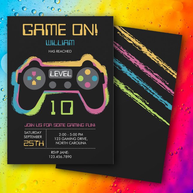 Invitation Teen Gaming Gamer Video Game Player Birthday (Teen Gaming Gamer Video Game Player Birthday Invitation)