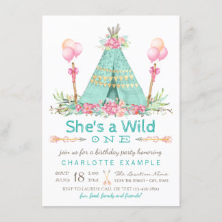 Invitation Teepee Anniversaire Thème Sauvageonne Premier Anni