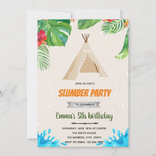 Invitation Teepee de luau tropical au thème de la piscine
