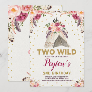 Invitation Teepee florale tribale 2 WILday Chic Gold
