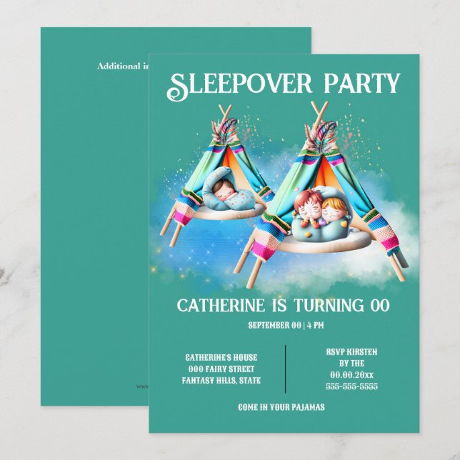 Invitation Teepee glamping traîneau sommeil sommeil sommeil (Devant / Derrière)