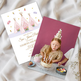 Invitation Teepee Spa Anniversaire Photo Party