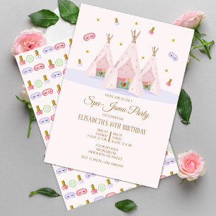 Invitation Teepee Spa fête d'anniversaire