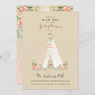 Invitation Teepee tribal floral le sauvage de Boho