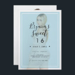 Invitation Teinte de photo bleue Superposition 2 Moderne Mini<br><div class="desc">Personnalisez comme vous le souhaitez.
Une photo peut être ajoutée à l'avant et à l'arrière.</div>