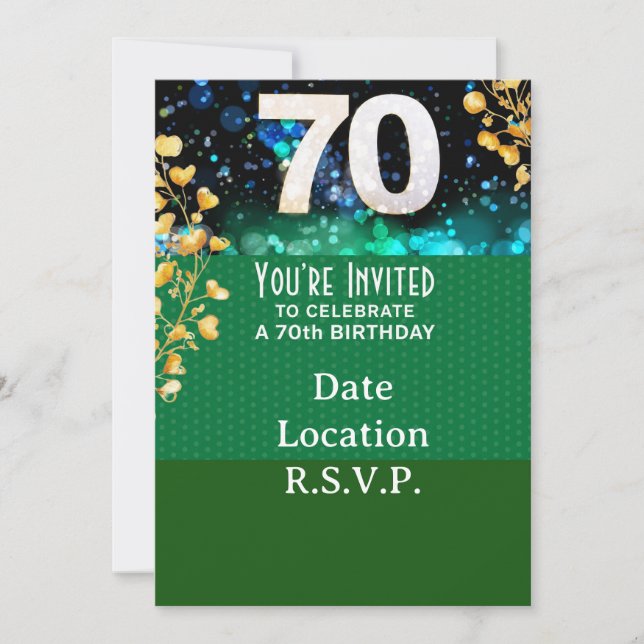 Invitation Teinte verte pour 70e anniversaire (Devant)