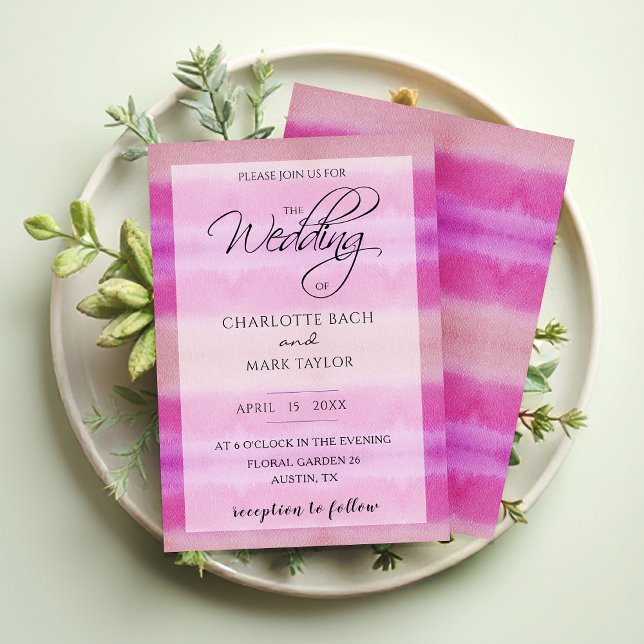 Invitation Teintes aquarelles de rose (Créateur téléchargé)
