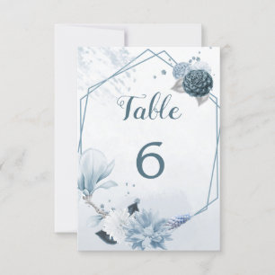 Invitation teintes bleues poussiéreuses fleurs numéro de tabl