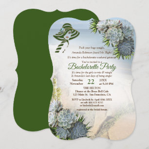 Invitation Teintes de la mer Vert & Succulent Bachelorette Pa