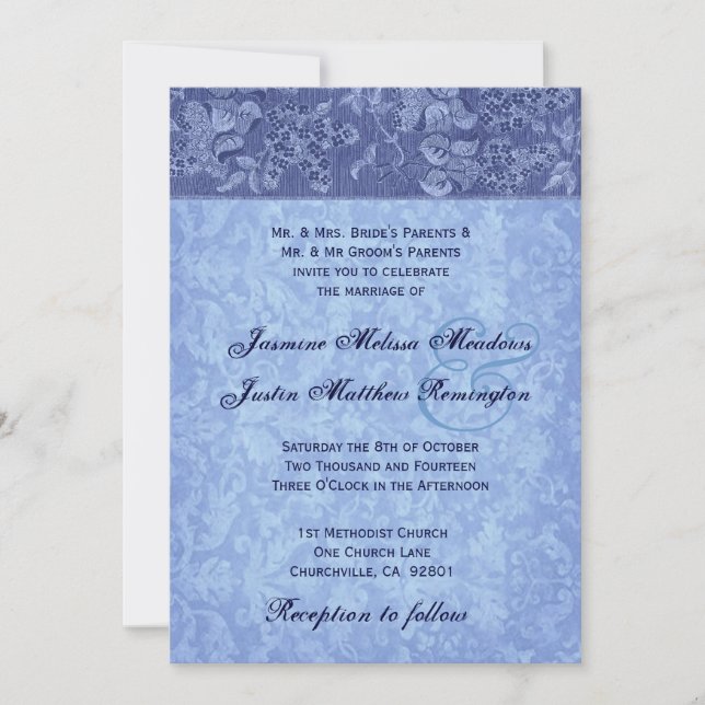 Invitation Teintes du Modèle de la Mariage damassé de la  de  (Devant)