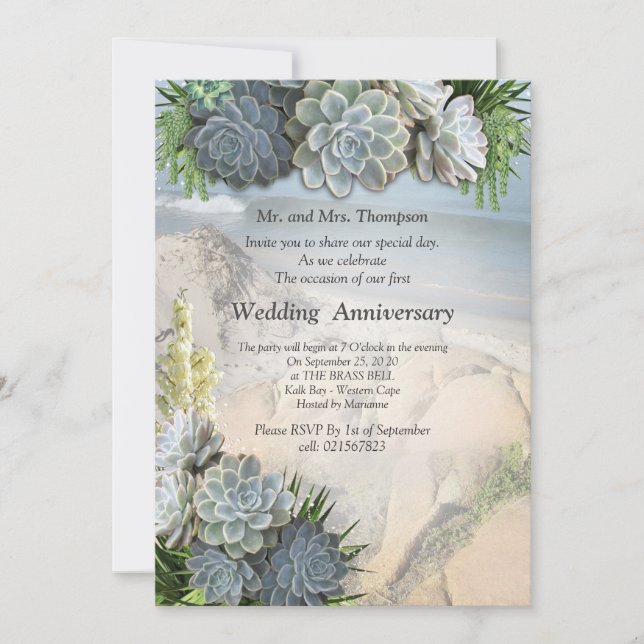 Invitation Teintes succulentes de bleus pâles Anniversaire (Devant)