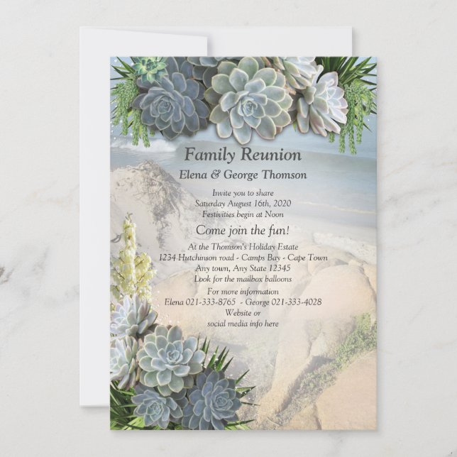 Invitation Teintes succulentes de retrouvailles aux bleus pâl (Devant)