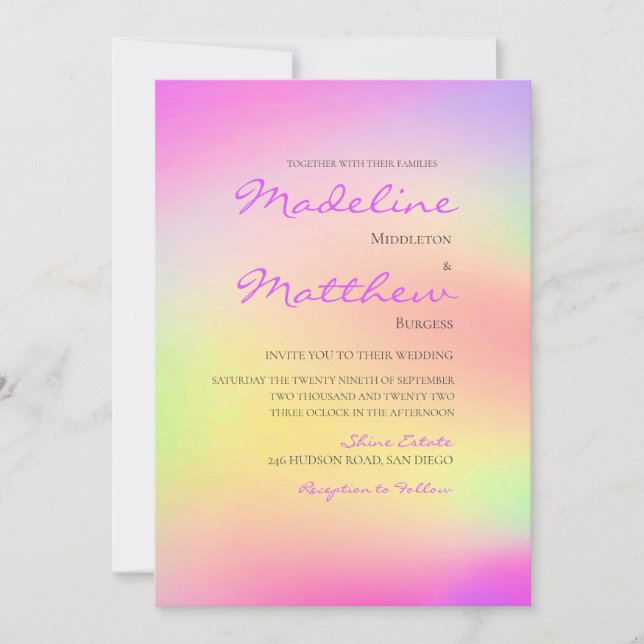 Invitation Teinture à carreaux multicolore Mariage moderne (Devant)